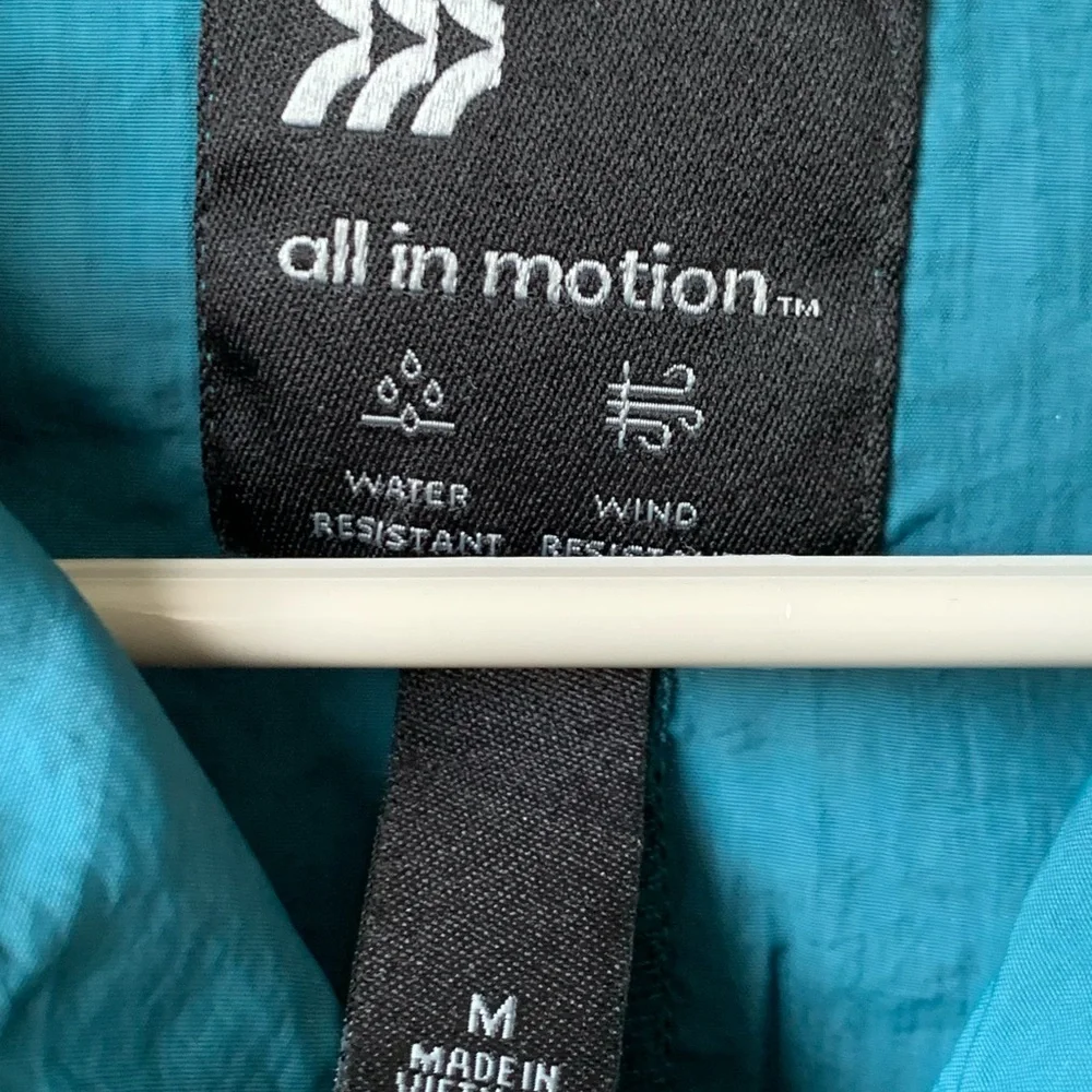 ALL IN MOTION Womens Teal Blue Green  Half Zip Pullover Nylon Windbreaker Jacket